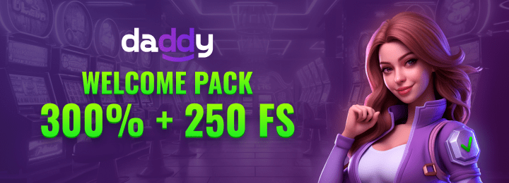 Приветственный бонус 300% + 250 FS в казино Daddy